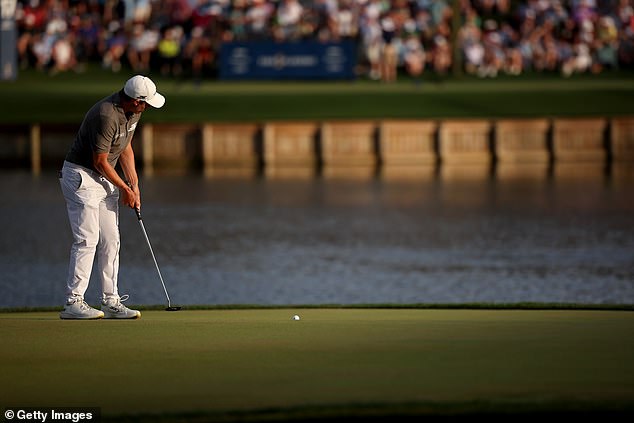 Matt Fitzpatrick putts on the 17th green during the third round of The Players Championship