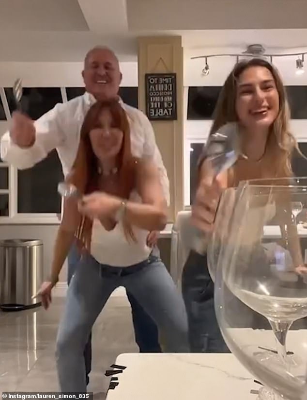 But the foundation didn't stop there as Lauren, her new husband and Gigi uploaded a hilarious video of them dancing in their kitchen with a set of spoons