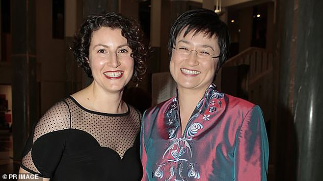 Penny Wong (right) is pictured with her then partner, now wife Sophie Allouache in Canberra in 2011