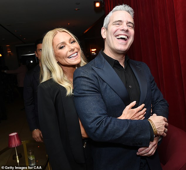 Kelly Ripa and Andy Cohen are spotted at CAA's pre-Oscar party at Sunset Tower