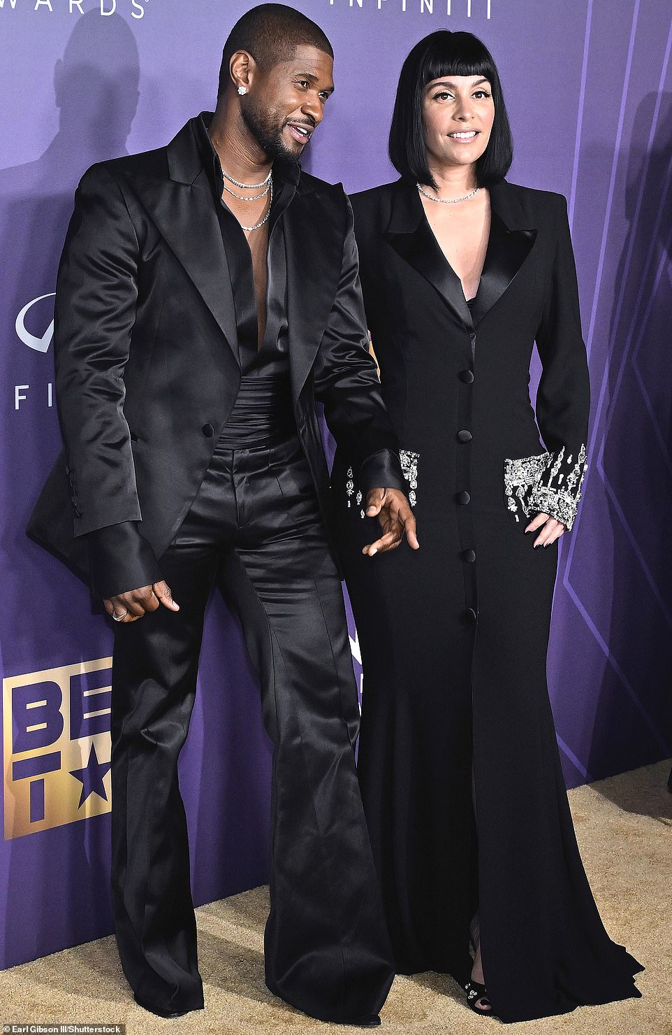 Usher, the recipient of Saturday night's coveted presidential award, held hands with his third and latest wife Jennifer Goicoechea just weeks after the news of their marriage in Las Vegas.