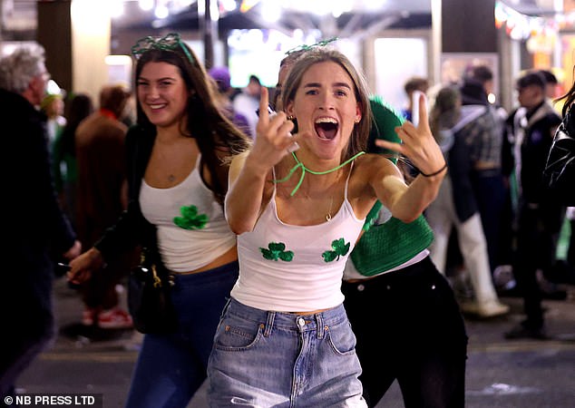 Pictured: Two excited girls partying the night away in Leeds