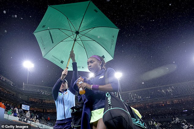 There were delays of 20 minutes and two hours during the match due to heavy rain