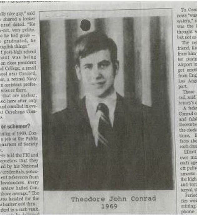 A newspaper clipping of Theodore John Conrad, who changed his name to Thomas Randele in 1970