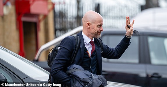 MANCHESTER, ENGLAND - MARCH 17: Manchester United head coach Erik ten Hag arrives before the Emirates FA Cup quarter-final match between Manchester United and Liverpool at Old Trafford on March 17, 2024 in Manchester , England.  (Photo by Ash Donelon/Manchester United via Getty Images)