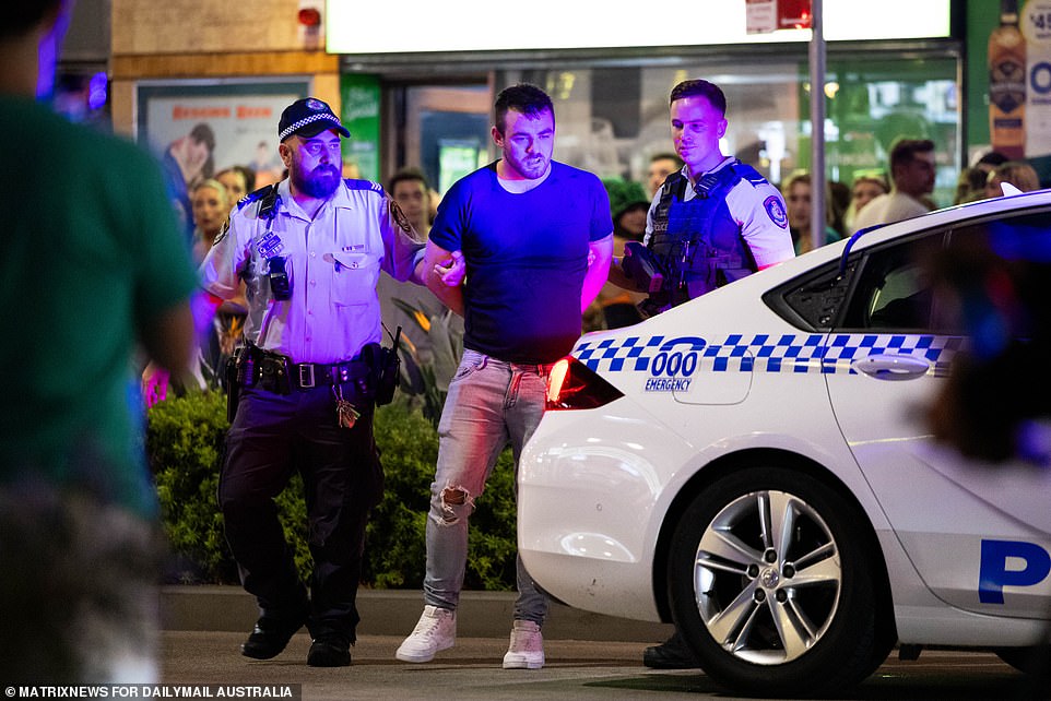 The police dragged the partygoer away to a waiting police car