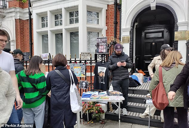 Protests grew earlier today outside the Russian embassy in London