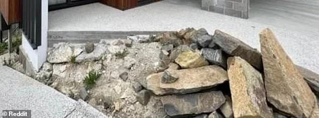 The garden was covered in rocks when the couple moved in.