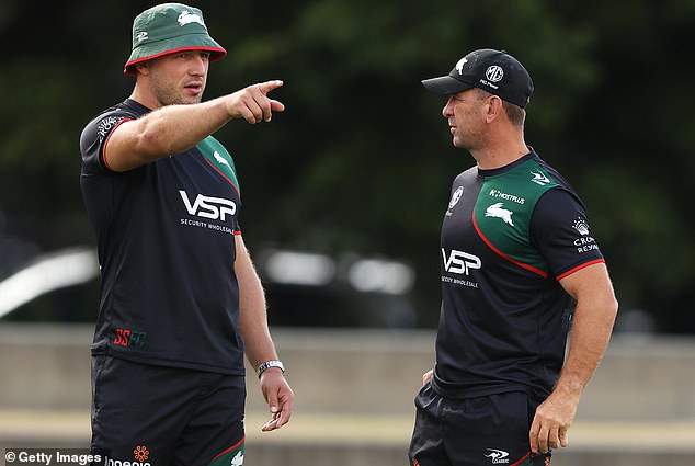 Former South Sydney assistant coach Sam Burgess (left) clashed with Demetriou (right) over special treatment given to players before ultimately leaving the club.
