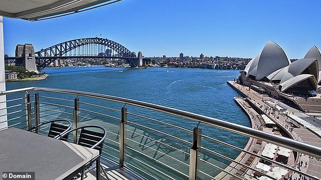 The view from an apartment in the Toaster, the Circular Quay building where Alan Jones sat at home with friends and revealed his devastation over allegations he completely denies