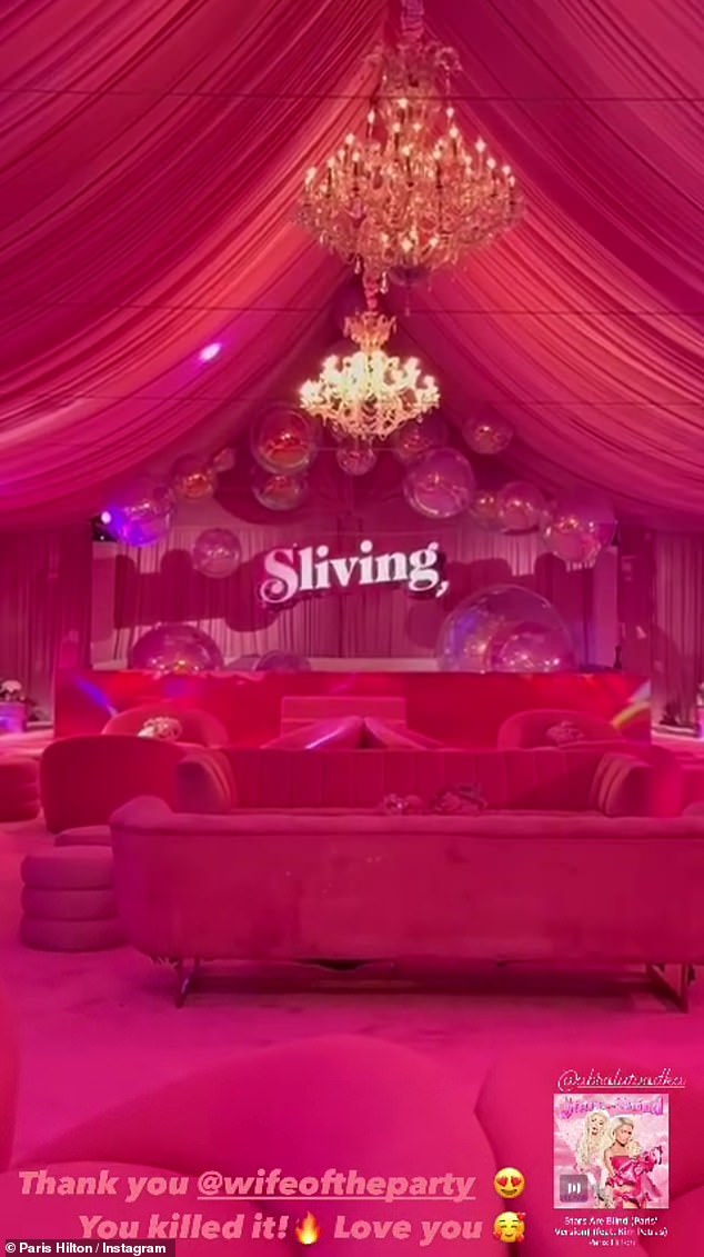 The reality TV star, whose birthday is February 17, took her fans to the pink Barbie living room where the belated festivities were to take place.