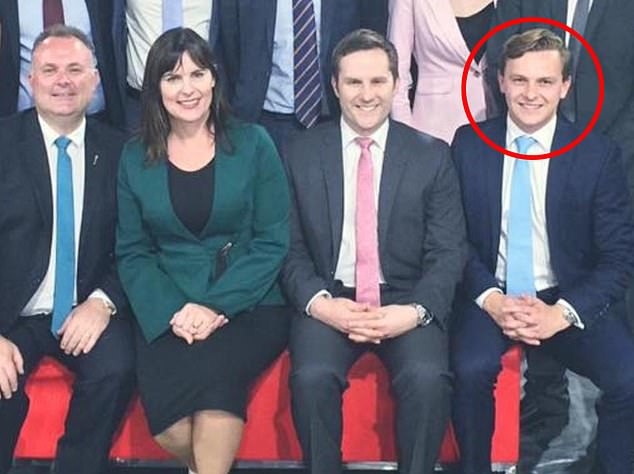 Mr Martin attended a crucial Liberal state council meeting on February 24, where his vote helped secure his ally Alex Hawke's position within the party (pictured in 2017 alongside Mr Hawke and two seats of Lucy Wicks).