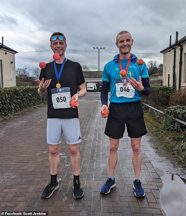 Scott (left) plans to run the Edinburgh Marathon with his friend James McDiarmid, 35, from Inverness (right)