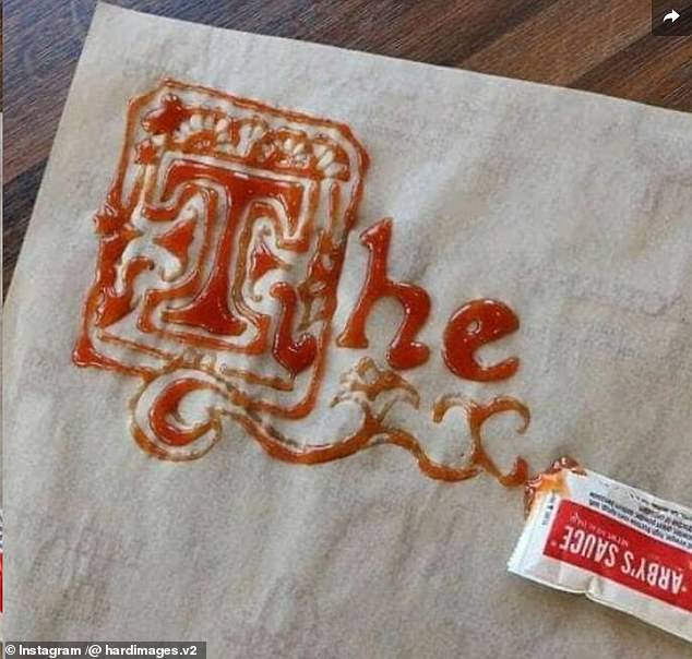 Someone decided to try their hand at art by using Arby's sauce - from a restaurant in the US - on a napkin.