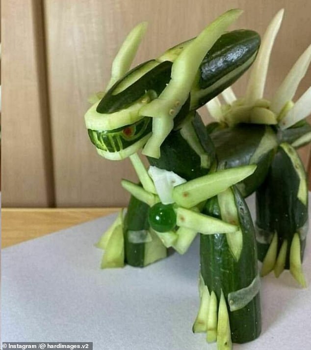 This person impressively created a Pokémon character from vegetables like cucumber.