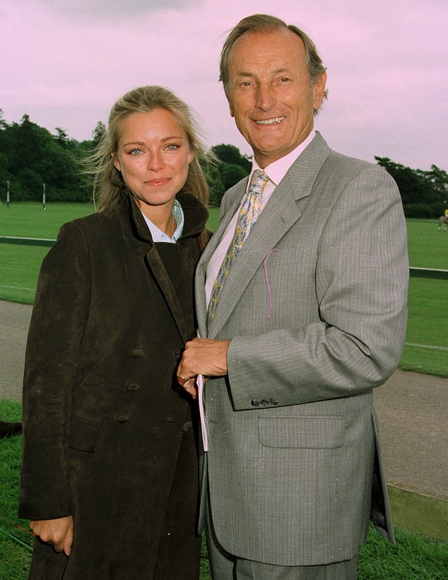 Before Peter, Sarah, then aged 30, had a year-long relationship with actor Gerald Harper, then aged 70 (pictured together in 1997).