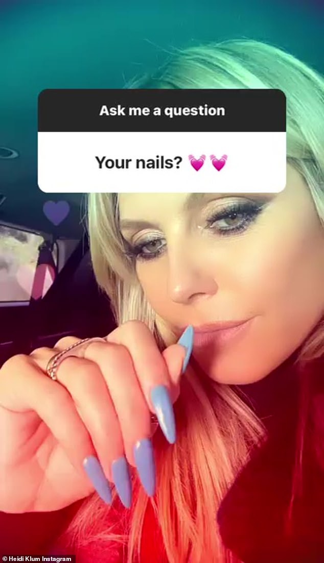 Klum also let a fan know that she had turquoise nails on the second day of auditions.