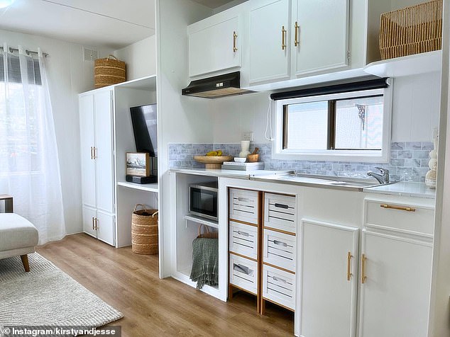 The couple brought the tiny house to life with just a coat of paint and clever styling to open up the space.