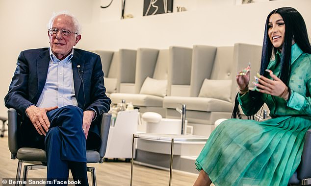 Senator Bernie Sanders chats politics online with Cardi in 2019.