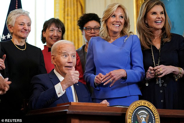 Jill Biden and Maria Shriver watched President Joe Biden sign the executive order