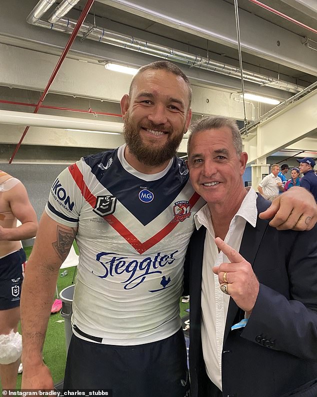The so-called 'coach whisperer' (pictured with Roosters star Jared Waerea-Hargreaves) said he and Robinson saw a huge win against the Broncos in the team's future - and it came true product.