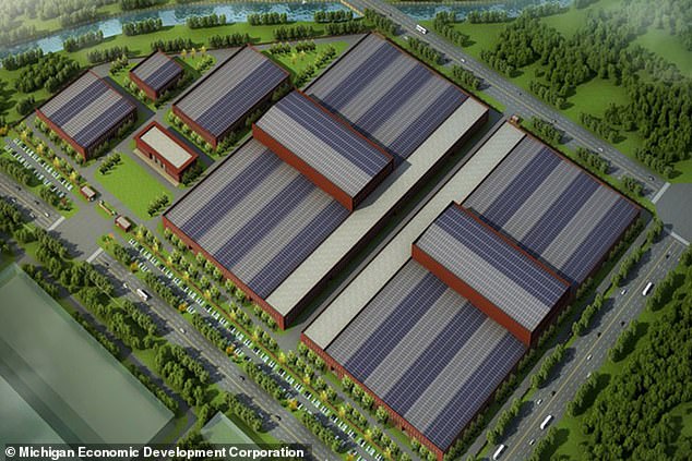 A graphic rendering of the battery factory Gotion is seeking to build in Green Charter Township