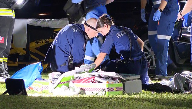 Paramedics are seen in Doonside after a couple were allegedly hit by a car