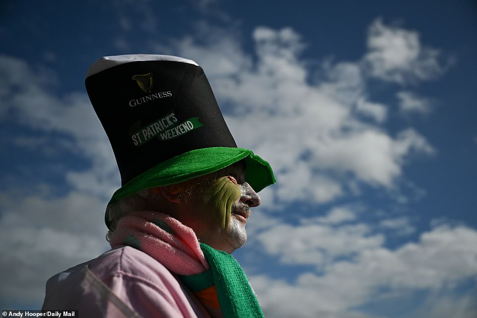 One fan is in the St. Patrick's Day mood, with green taking center stage every year at Cheltenham on St. Patrick's Thursday.