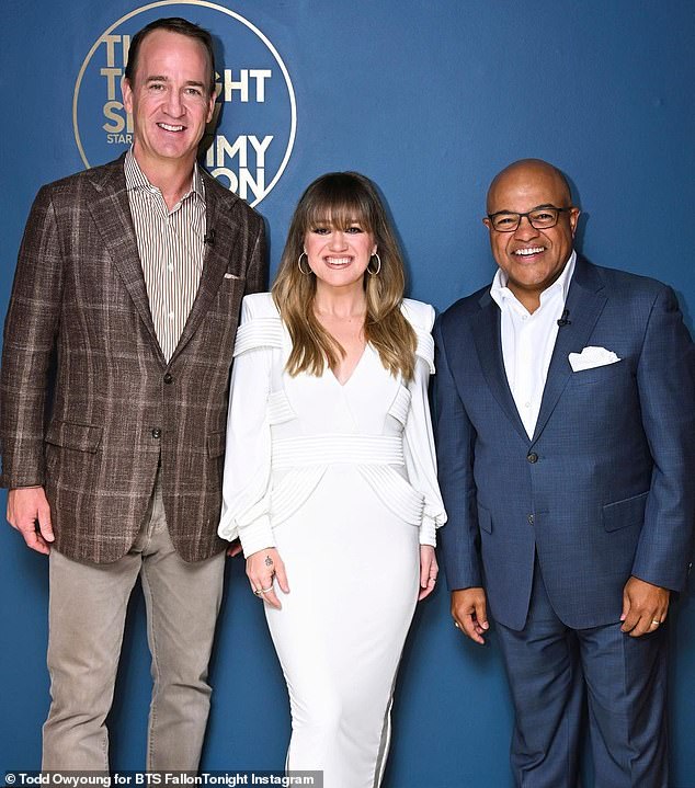 The talk show host was with Peyton Manning and Mike Tirico as the three work on the Paris Olympics in July.
