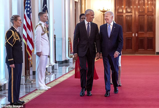 Obama and Biden together at the White House in September 2022 for the unveiling ceremony of Obama's official White House portraits
