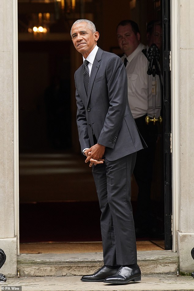 The former US president waved and smiled as he made his way to the famous Gate No. 10 this afternoon.