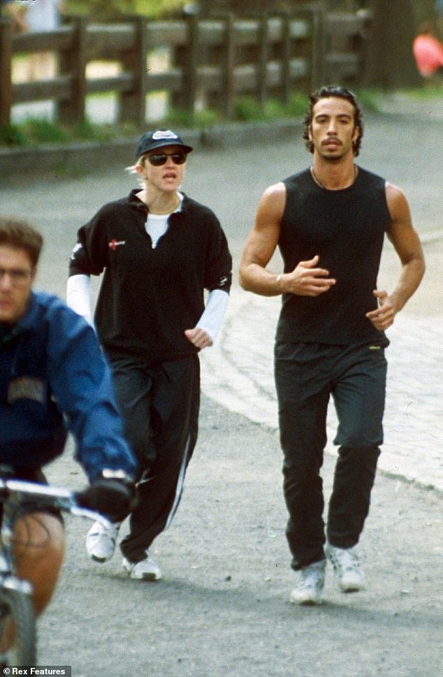 The actor, who is now divorced from Betina Holte, met Madonna after a chance encounter while running past him in Central Park in 1994 (seen in 1995).