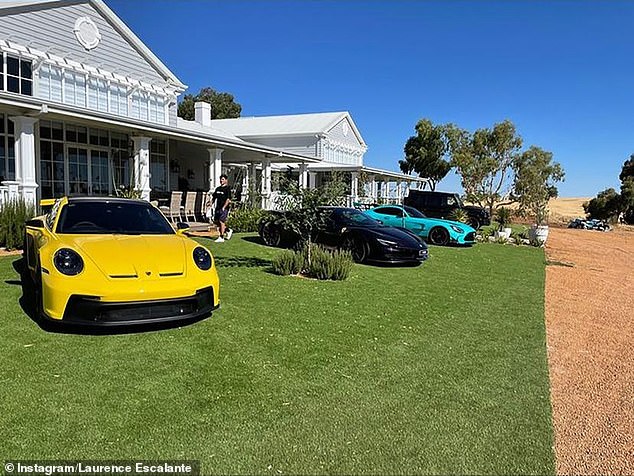 The father-of-four isn't afraid to spend his newfound wealth and regularly shows off his expensive toys on Instagram, including an extensive collection of supercars (pictured above), a Lamborghini Tecnomar 63 yacht and a Bombardier private jet (pictured above -below).