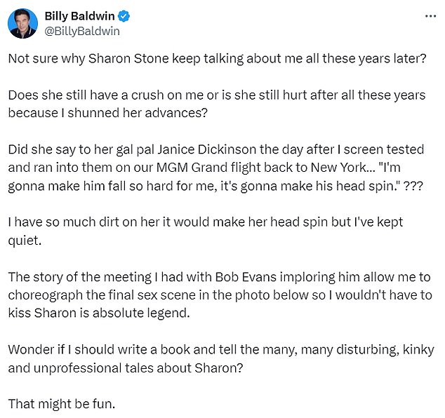 Baldwin then addressed the controversy that resurfaced in a lengthy post shared to his X account last week, during which he accused the actress of harboring a personal grudge for more than three decades.