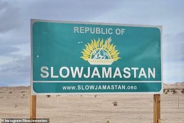 A sign outside the Republic of Slowjamastan in Imperial County, California