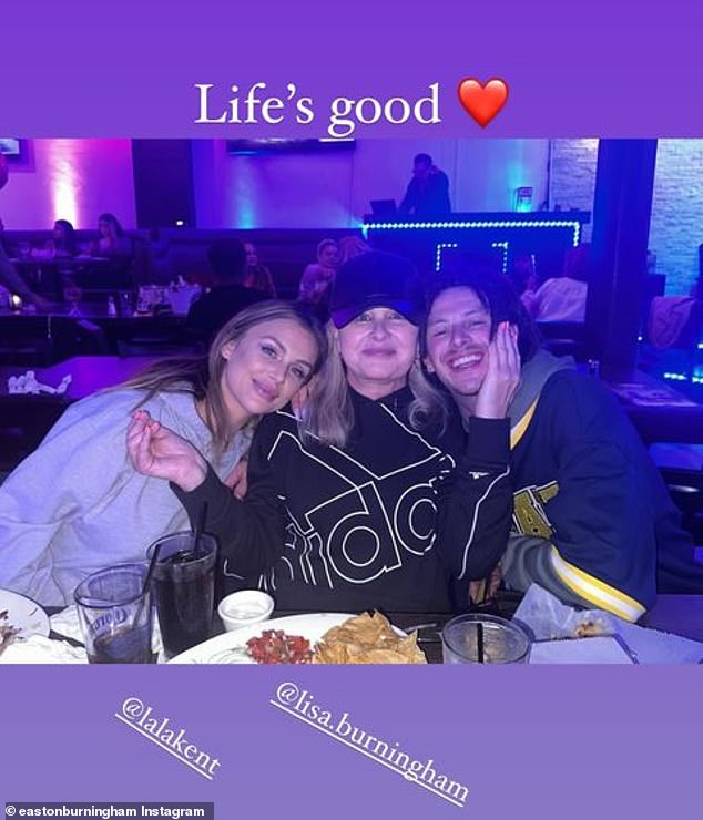 The two had recently joined their mother for a meal and Easton posted a photo of the three displaying winning smiles at a restaurant.