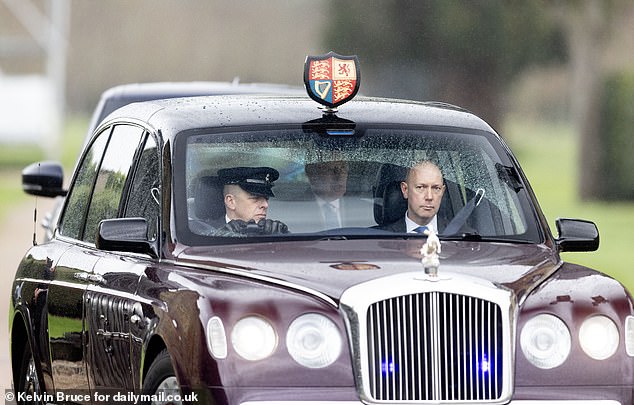 Her Majesty, 75, sat in the back of the royal limousine as she left her Berkshire home.