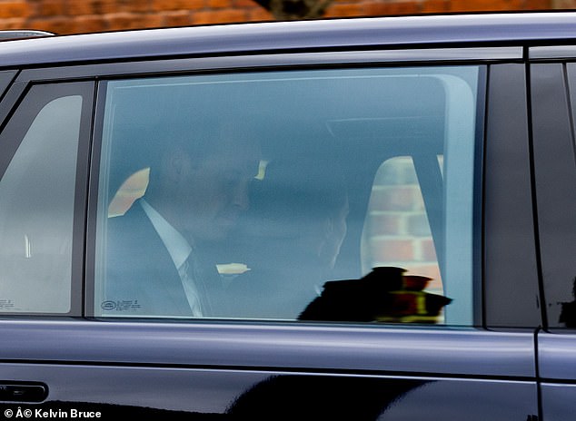 Kate alongside William leaving Windsor Castle just hours after apologizing for digitally altering Mother's Day photo