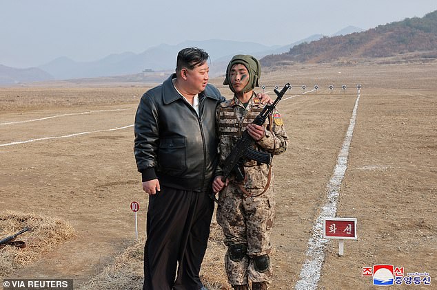 The North Korean despot was photographed standing next to a soldier during a training exercise this month.