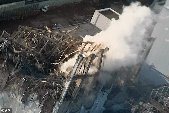 Smoke billows from destroyed Unit 3 of Fukushima Dai-ichi nuclear power plant following earthquake and tsunami