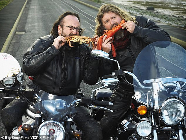 Myers and King's combination of riding their motorcycles to locations around the world and cooking up a storm along the way has earned them a loyal following.  Above: The duo in The Hairy Bikers Ride Again
