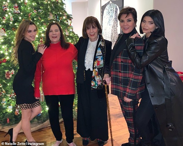 Kris reunited with Karen after a period of estrangement in 2019 - with their meeting documented in an Instagram Story posted by Karen's daughter Natalie Zettel - (LR) Natalie, Karen, Mary Jo Campbell, Kris and Kylie Jenner