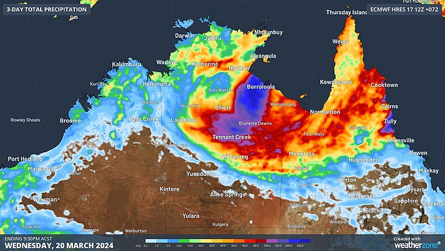 Even heavier rain is expected to deluge northern Australia on Wednesday as Tropical Cyclone Megan wreaks havoc.
