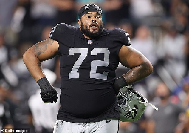 Eluemunor started all 34 games at right tackle for the Las Vegas Raiders over the past two seasons.
