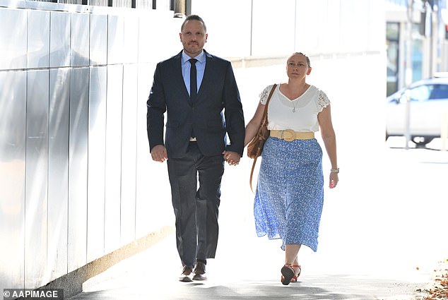 Daniel Lindquist (left) is pictured arriving at Queanbeyan Court, New South Wales, Tuesday March 12, 2024.