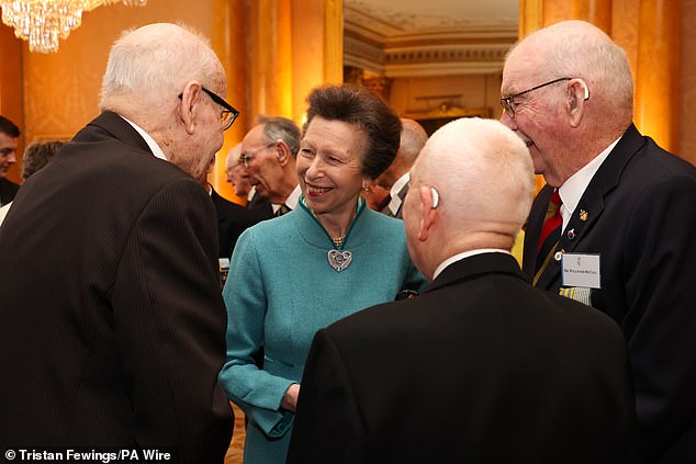 The Princess Royal was all smiles as she chatted to veterans at the event earlier today.
