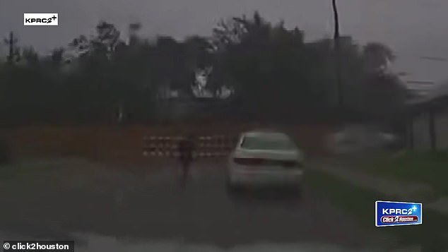Clemens captured footage of the moment she found Max in the middle of the storm on her dashcam