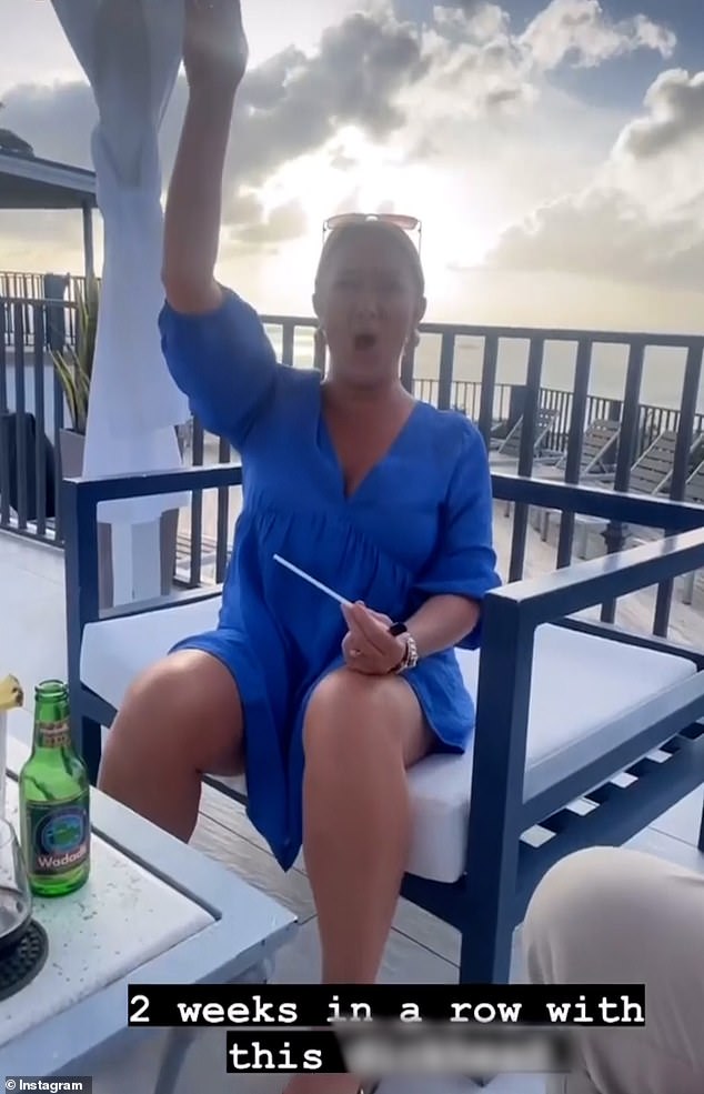 She made the video at the luxury Trade Winds hotel in Antigua with colleague Lauren Bray while the pair were reportedly between flights.