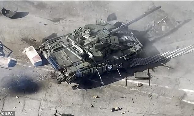 A still image taken from a video provided by the press service of the Russian Defense Ministry shows military equipment destroyed by Ukrainian sabotage and reconnaissance groups at the border crossing near the Nekhoteevka settlement in the Belgorod region, in Russia, March 12, 2024.