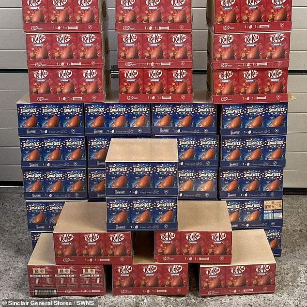 He intended to buy 80 individual chocolate eggs, but made an embarrassing mistake by mistakenly purchasing 80 cases instead. Pictured: some eggs